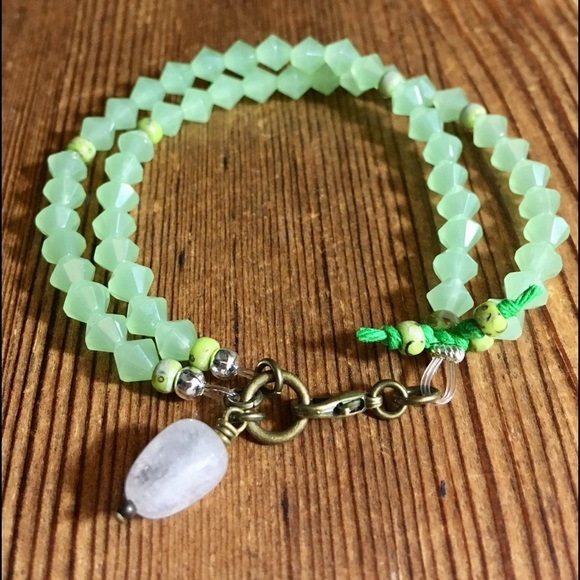 Ladies Double Strand Lime Green Beaded Bracelet, Handmade Ladies Bracelet - Picture 1 of 6